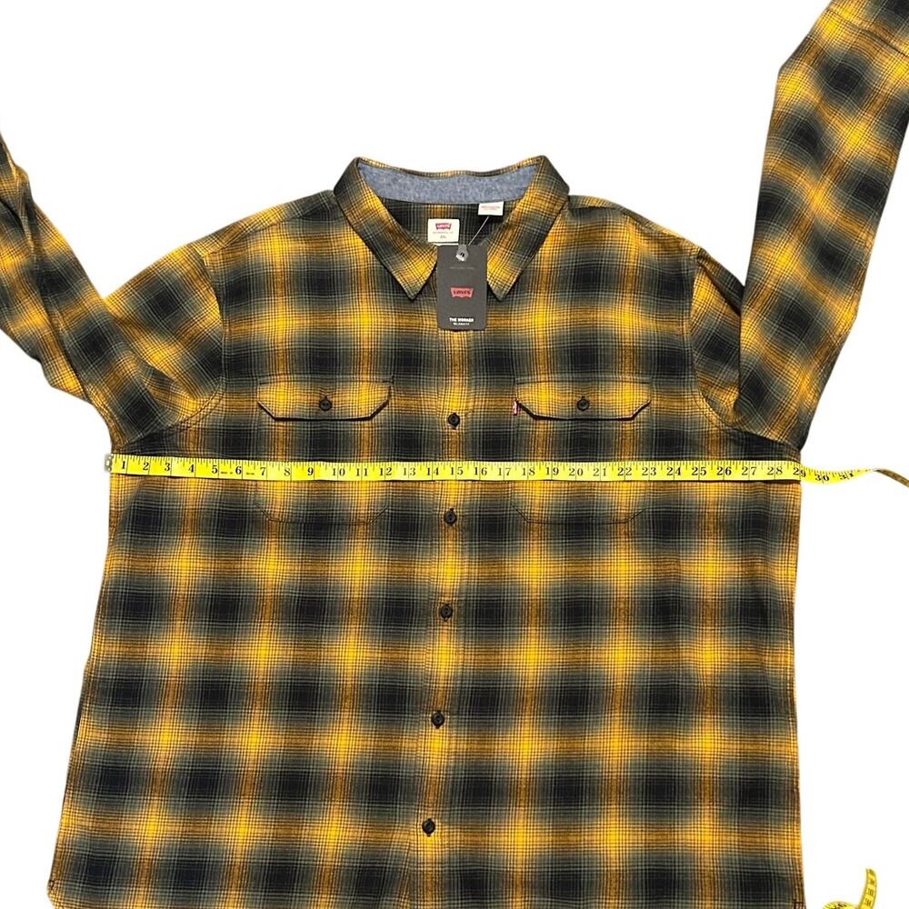 Levi’s Yellow Black Plaid Flannel Shirt Relaxed Fit Button Up Men’s XXL NWT - Picture 7 of 9